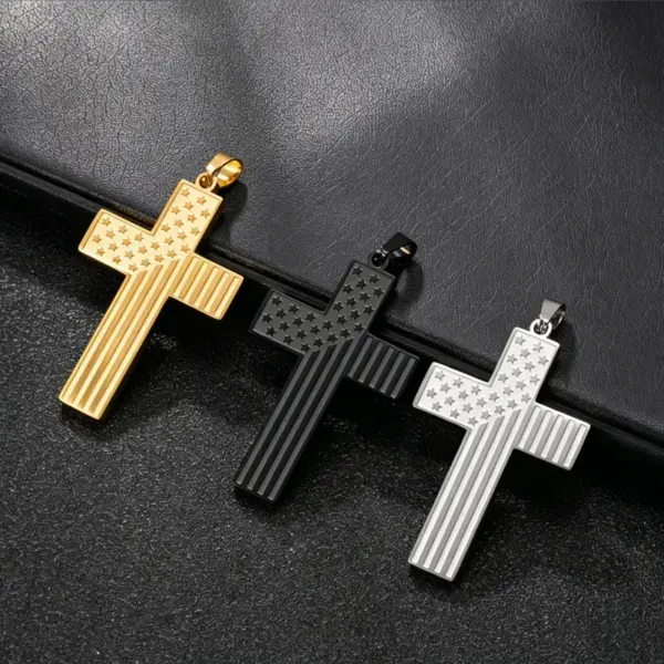 Wholesale Electroplated Titanium Steel Cross Pendant For Men's In Steel Color, Perfect For Spring