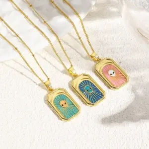 Wholesale Handmade Alien Pendant Necklace With Golden Plated Copper And Water Plating, Featuring Ball Chain, Sibling Suit Design