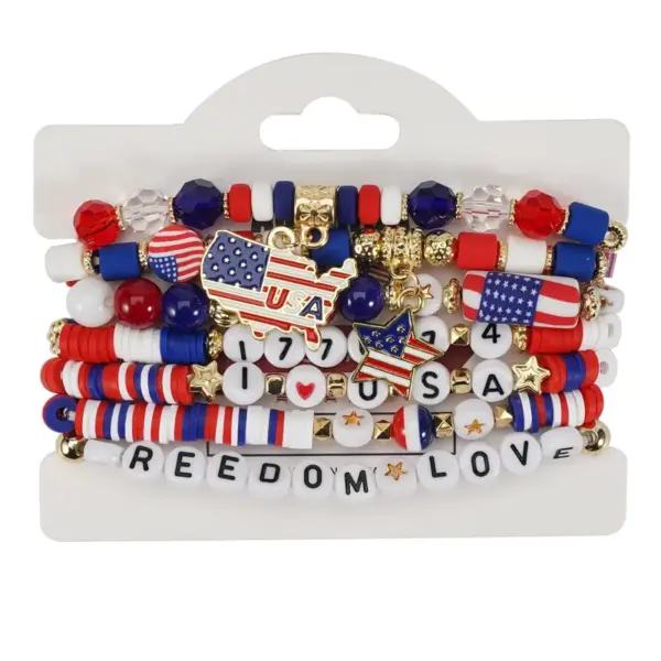 Wholesale New American Flag Bracelet American Independence Day Veterans Day Bracelet Patriotic Gifts Elastic Bracelet