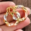 Wholesale Three-dimensional Geometric Earrings For Women In Copper With KC Golden Water Plating And 0.03µm Thickness