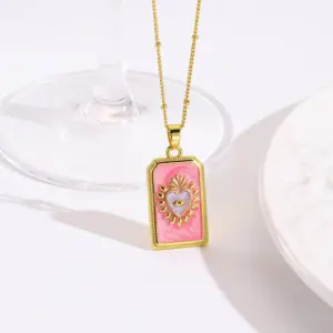 Pink Heart with Chain / 1 Strand/Package