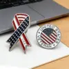 Wholesale American Flag Pin In Alloy With Ribbon Craft, Perfect Flag Brooches For Independence Day