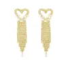 Wholesale 1 Pair Glam Heart Shape Copper Inlay Zircon Drop Earrings