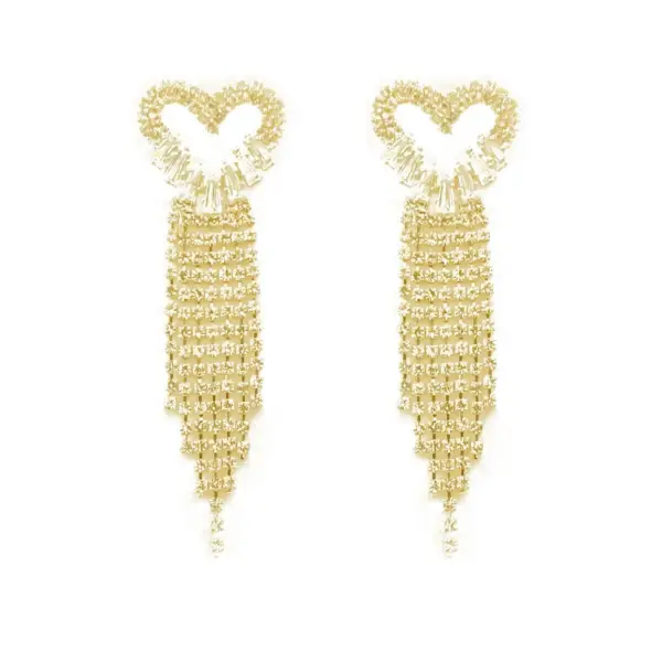Wholesale 1 Pair Glam Heart Shape Copper Inlay Zircon Drop Earrings