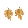 Wholesale Waterproof Non Tarnish Leaves Stud Earrings For Women In 201 Stainless Steel With Real Gold Plated PVD Coating And 0.03µm Thickness