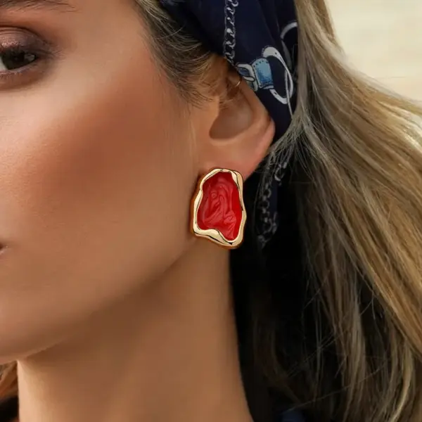 Wholesale Urban Commute Titanium Steel Drip Oil Earrings Geometric Pattern Vacuum Plated Gold 304 Stainless Steel Ear Studs And Drop