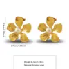 Wholesale 304 Stainless Steel Plastic Flower Electroplating Imitation Gold Sweet Ear Studs