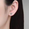 Wholesale Silver Moissanite Earrings, Stud Earrings, Japanese and Korean Style, Small Four-Leaf Clover Earrings