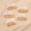 Wholesale 3 Pairs Of Rhinestone Plain Hoop Earrings, Light Luxury Titanium Steel Studs, High-End Versatile 304 Stainless Steel Vacuum Electroplated (Fired) 18K Real Gold Plated Elegant Earrings