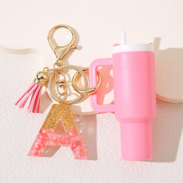 oly-7118950ee91a618da242d430c1a0773b Wholesale Mixed color rose red sequins English letter key chain resin 26 letters in stock women charm key chain