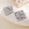 Wholesale Fashion 925 Silver Pin Inlaid Diamond French Earrings Crystal Rhombus Design Rose Gold
