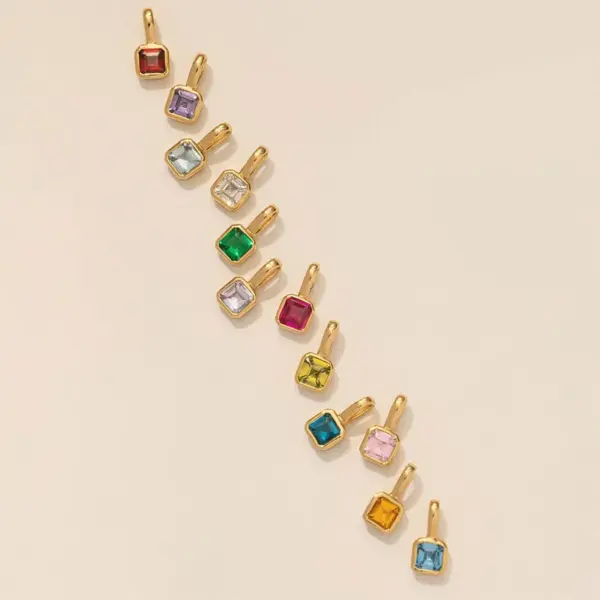 Wholesale 1 Piece 201 Stainless Steel 304 Stainless Steel Glass Geometric Square Pendant Necklace