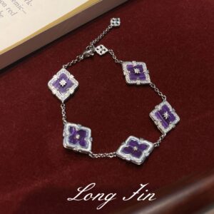 Sl096 white gold amethyst five-flower bracelet
