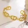 Wholesale H Letter 304 Stainless Steel Geometric Pig Nose C-shaped Open Adjustable Bracelet Trendy Style