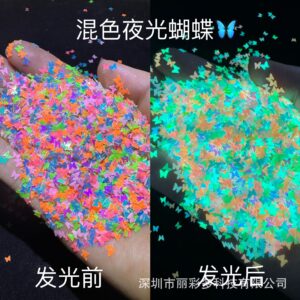 oly-7139ad15c5706cd5426c2dcfec117c60 Wholesale Net Red Nail Art Luminous Small Bulb Sequins 3MM Butterfly Highlight Night Luminous Nail Handmade Decorative Sequins