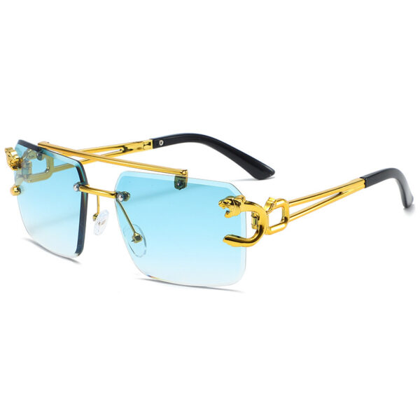 Wholesale Fashion Personality Frameless Leopard Head Double Beam Sunglasses Trend Outdoor Driving Personality Trend Sunglasses