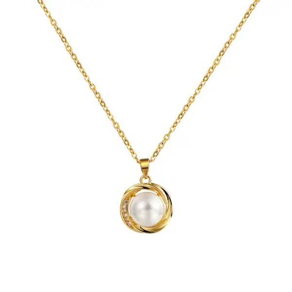 Wholesale Spiral Pendant Necklace For Women With Imitation Pearl And Rhinestones On A Cable Chain