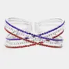 Wholesale National Flag Wristband With Claw Setting, Copper Material, Golden Plated Water Plating, Rhinestones Inlay, 0.03µm Plating Thickness