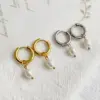 Wholesale 1 Pair Fashion Solid Color Pearl Plating Titanium Steel Drop Earrings