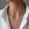 Wholesale French Line Wrapped Colorful Zircon Heart-Shaped Mixed Color 18K Gold Plated 304 Stainless Steel Vacuum Electroplated Necklace For Women Clavicle Chain Snake Chain