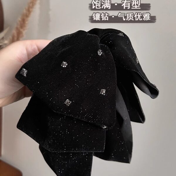 oly-717c9f172a19487bca95d1c8a048e015 Wholesale French High-grade Velvet Bow Grab Clip Style Head Refined Hairpin Shiny Rhinestone Elegant Headwear