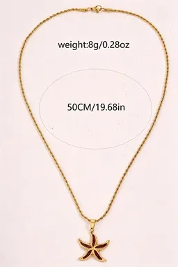 Wholesale Starfish Necklace For Women With Waterproof Non Tarnish 304 Stainless Steel, 18K Real Gold Plated And Zircon Inlay, Featuring Box Chain