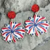 Wholesale Wooden Earrings American Independence Day Elf Statue Of Liberty Festive Atmosphere July 4th Original Design Geometric Pattern