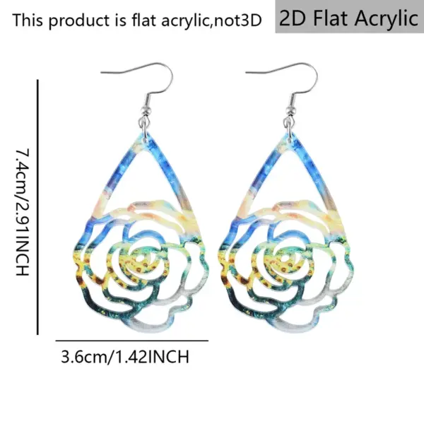 Wholesale Retro Multicolor Water Droplets Drop Earrings With Acrylic Print, Featuring 304 Stainless Steel Ear Pins For Women