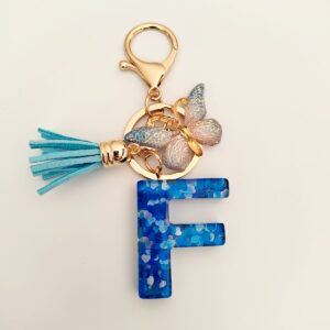 Blue letter keychain pendant/F