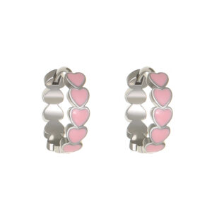 Oil dripping love earrings white k light pink 3452