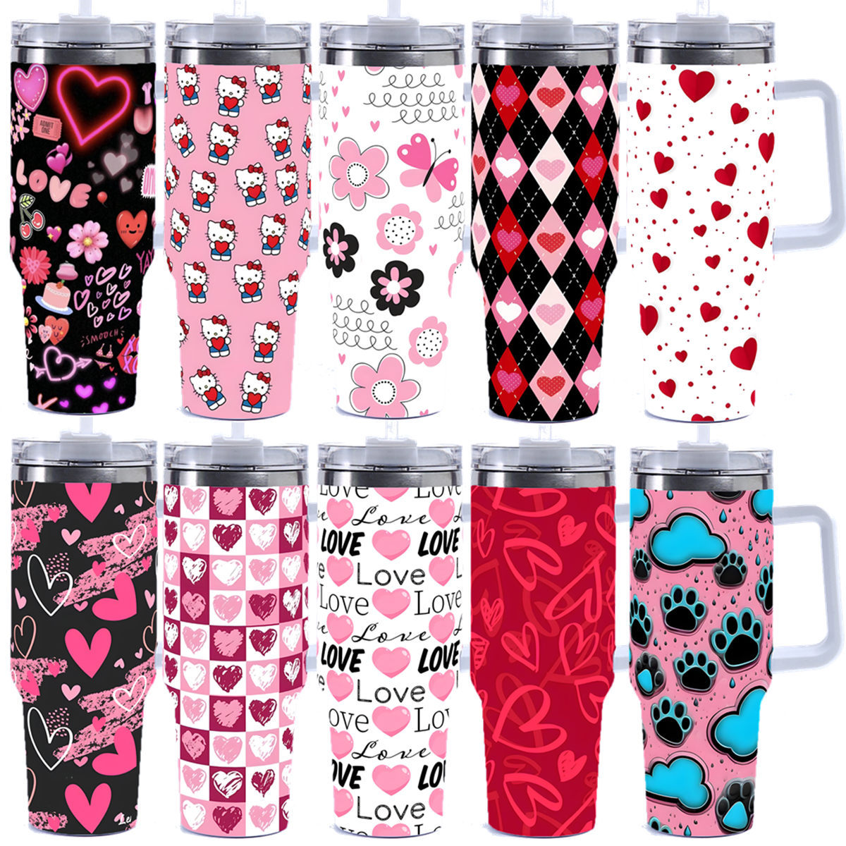 Wholesale Cross-border car cup love valentine's day ice bully cup gift tumbler 40oz large capacity ladies thermos cup