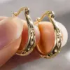 Wholesale Three-dimensional Geometric Earrings For Women In Copper With KC Golden Water Plating And 0.03µm Thickness
