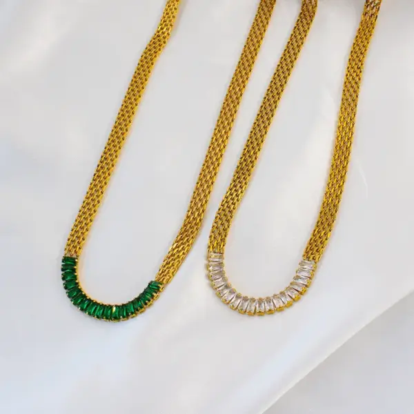 Wholesale Fashion Solid Color Stainless Steel Plating Inlay Zircon Bracelets Necklace 1 Piece