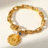 Wholesale Fashionable Butterfly Flower Pendant Bracelet 18K Gold Plated Stainless Steel Elegant Sexy Simple Style Lobster Clasp For Women