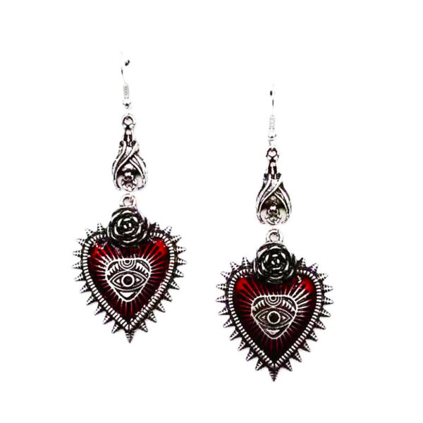 oly-71c388f3e60dbdb0db760b87e7308eb1 Wholesale jewelry dark gothic punk wind field rose heart-shaped Blood Devil eye drop oil bat earrings