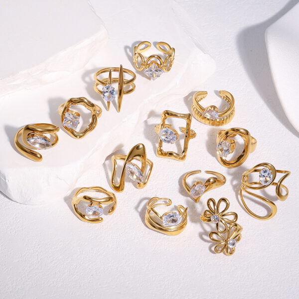 Wholesale Gold-plated diamond titanium steel open ring, non-fading stainless steel ring/bracelet