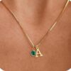 oly-71de90fb834751cbd4388b9b2c6fc2bf Wholesale Women's Initial Birthstone Necklace Fashion 14K Gold-plated Letter Simple All-match Clavicle Chain