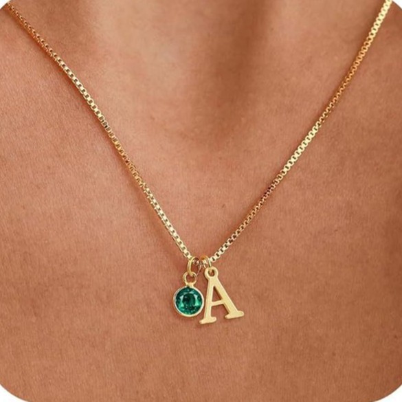 Wholesale Cross-border New Women's Initial Birthstone Necklace Fashion 14K Gold-plated Letter Simple All-match Clavicle Chain