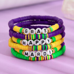 oly-71ea3c0aab5582dd771eeea9b34ce961 Wholesale European and American Cross-border Jewelry Carnival Soft Pottery Letter Bracelet suit Personality Stacked Style Acrylic Beaded Bracelet