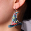 oly-71f7246931bd91a5b224a9f86436da84 Wholesale Christmas Halloween Carnival Party Holiday Skull Wizard Hat Magic Bottle Acrylic Earrings
