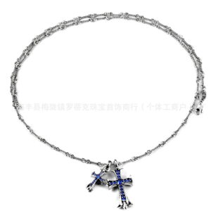 Vintage silver blue diamond necklace