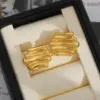 Wholesale Copper Irregular PVD Coated 18K Real Gold Plated Retro British Style Ear Studs