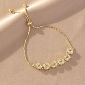 Full Diamond Square Pull Bracelet-Gold