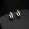 Wholesale Snake Pattern Copper Earrings For Women With Electroplated Gold Plating And Gem Inlay
