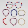 Wholesale 71st American Flag Soft Clay Beaded Bracelet Red White Blue Colorful Geometric Resin Inlaid Unisex