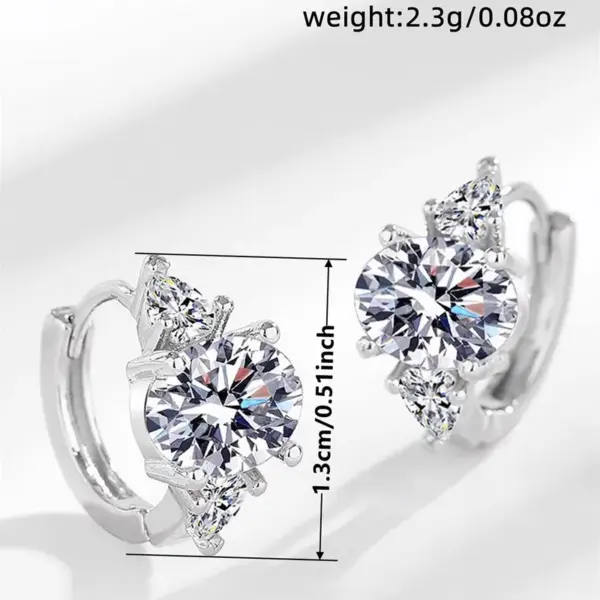 Wholesale Geometric Earrings For Women With Claw Setting, Copper Base, White K Water Plating, And Zircon Inlay