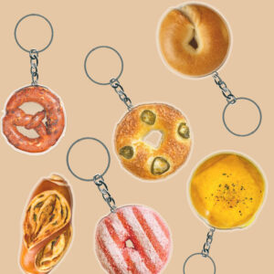 Wholesale simulation bagels hand-made bread keychain creative acrylic jewelry bag pendant