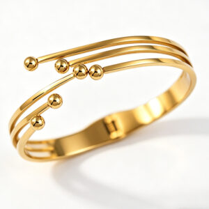 Six glossy gold beads (priced per piece, 12 pieces per pack) / 18K gold vacuum plating in full-body stainless steel furnace