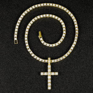 oly-7230fd10a147e3a0cb030e4cea514b7e Wholesale Factory Wholesale Popular Hip-Hop Necklace Cross Pendant with 4mm Tennis Chain Trendy Men's Personalized Jewelry