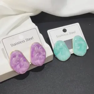 Wholesale Water Droplets Stud Earrings For Women In 304 Stainless Steel Featuring Waterproof Non Tarnish Water Plating With Golden Plated Finish